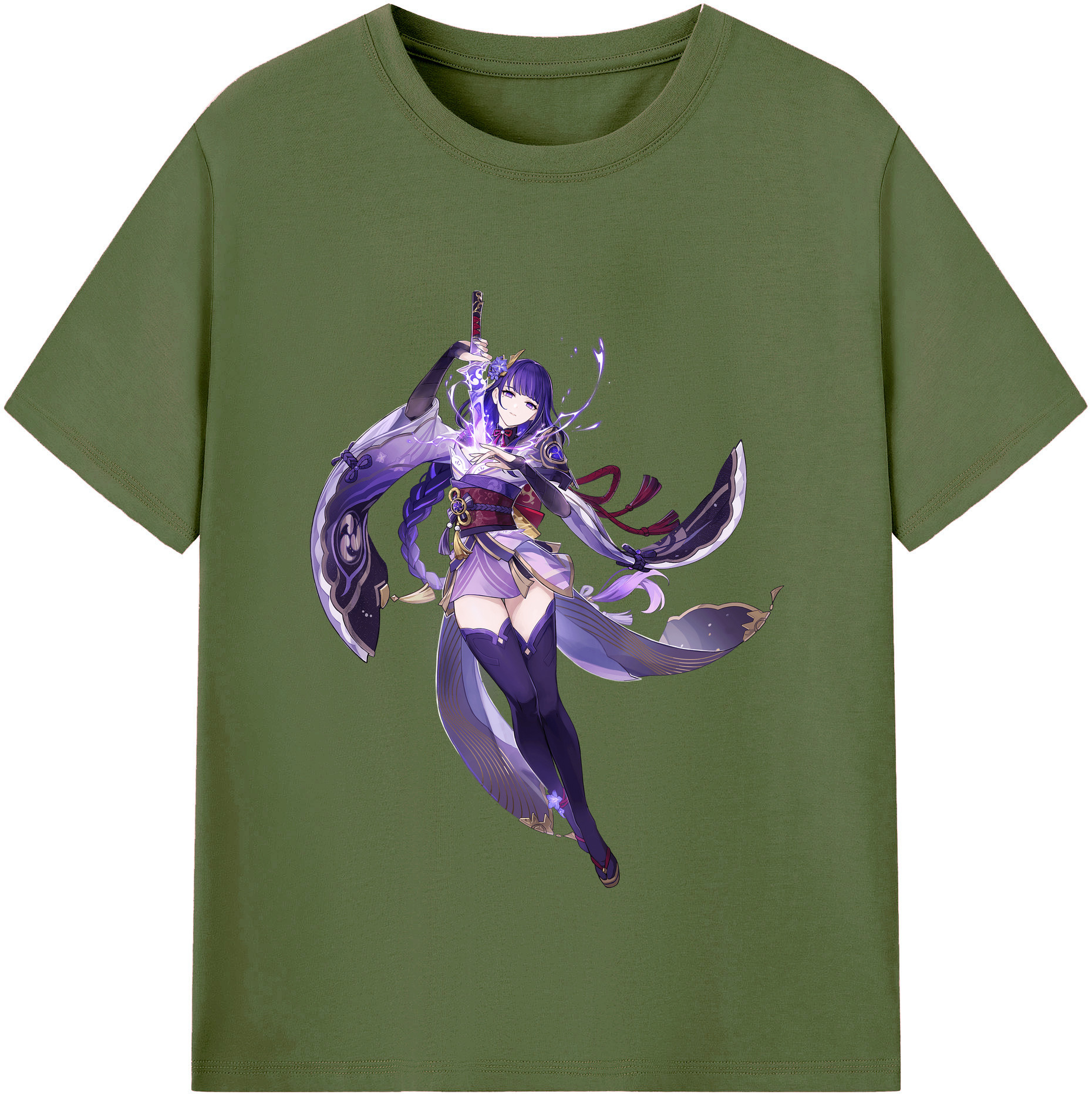 げんし神 雷電将軍 らいでんしょうぐん genshin Raiden Shogun 綿100％半袖Tシャツ（フロントプリント）